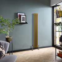 Retro Gliederheizkörper (2-säulig),  vertikal 1500mm x 200mm Metallisches Gold - Regent & Hudson Reed