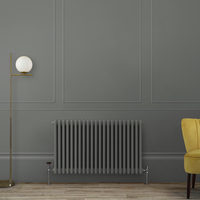 Retro Gliederheizkörper Horizontal,  3-lagig,  in Mouse Grey - Größe wählbar – Regent Hudson Reed