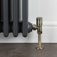 Retro Heizkörper-Eckventilset,  für 15mm Kupferrohre – gebürstetes Messing – Hudson Reed