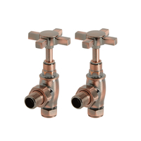Retro Heizkörper-Winkelventile,  Paar für 15mm Kupferrohr,  in gebürsteter Bronze – Hudson Reed