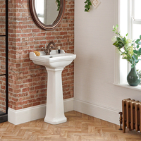 Retro Säulenwaschbecken 50cm Breite aus Keramik,  nostalgische Badaustattung Gäste WC Hand,  von Hudson Reed