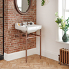 Retro-Waschbecken mit Gestell,  2 Hahnlöcher & Handtuchstange in Kupfer,  56cm x 45cm – Richmond Hudson Reed