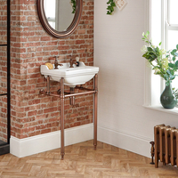 Retro-Waschbecken mit Gestell 50cm x 35cm,  2 Hahnlöcher - in Kupfer – Richmond Hudson Reed