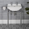 Retro-Waschbecken mit Metallgestell – 500mm x 350mm,  mit 2 Hahnlöchern – Richmond