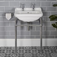Retro-Waschbecken mit Metallgestell – 500mm x 350mm,  mit 2 Hahnlöchern – Richmond