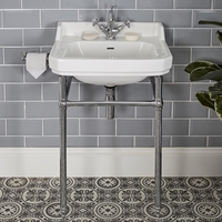 Retro-Waschbecken mit Metallgestell – 560mm x 450mm,  mit 1 Hahnloch – Richmond