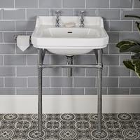 Retro-Waschbecken mit Metallgestell – 560mm x 450mm,  mit 2 Hahnlöchern – Richmond