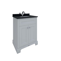 Retro Waschtisch mit Unterschrank & Waschbecken,  Ablage Schwarz,  60cm – Farbe & Hahnlöcher wählbar – RAK Washington x Hudson Reed