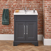Retro Waschtischunterschrank in Grauschwarz,  63cm,  mit Waschbecken – Farbe der Griffe wählbar – Thornton Hudson Reed