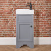 Retro Waschtischunterschrank mit Waschbecken,  40cm,  in Hellgrau – Farbe der Griffe wählbar – Thornton Hudson Reed