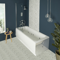 Retro Whirlpool-Badewanne mit Aufsatz in Chrom,  1700mm x 750mm,  mit Vorderschürze - inkl. 6 Wasserdüsen – Richmond