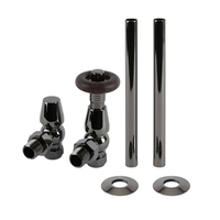 Retro Winkelventile,  Thermostatisch,  Schwarzes Nickel - inkl. Rohrstücke für 15mm Kupferrohre - Paar – Regent Hudson Reed