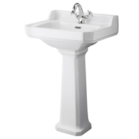Richmond 1-Loch Retro Säulenwaschbecken 56 cm breit mit Pedestal,  nostalgische Badaustattung,  von Hudson Reed