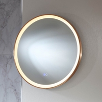 Runder Wandspiegel mit LED- Beleuchtung 600mm satiniertes Kupfer - Camila von Hudson Reed