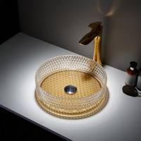 Rundes Aufsatzwaschbecken aus Kristallglas 360mm (ohne Hahnloch) – Bernstein – Covelly von Hudson Reed