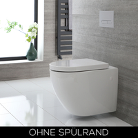 Rundes Hänge-WC Weiß ohne Spülrand inkl. Sitz mit Absenkautomatik - Ashbury
