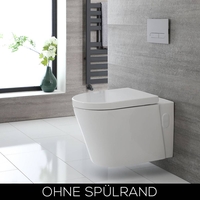 Rundes Hänge-WC Weiß ohne Spülrand inkl. Sitz mit Absenkautomatik - Exton
