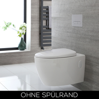 Rundes Hänge-WC Weiß ohne Spülrand inkl. Sitz mit Absenkautomatik - Kenton