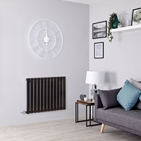 Schwarze Elektroheizung Horizontal Design für Wandmontage 635x840mm inkl.800W Heizelement - Delta Hudson Reed