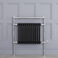 Schwarzer traditioneller Handtuchheizkörper,  elektrisch,  930mm x 790mm x 155mm mit 800W Heizstab - Elizabeth
