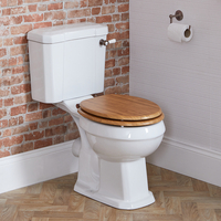 Stand-WC erhöht mit Spülkasten,  Toilettensitz in Eiche und Spülhebel in geölter Bronze - Richmond Hudson Reed