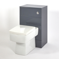 Stand-WC mit verkleidetem Spülkasten,  grau,  800mm x 500mm – inkl. Spülkasten und Sitz mit Absenkautomatik – Atticus