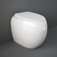 Stand-WC ohne Spülrand oval Sitz mit Absenkautomatik Glanz-Weiß – RAK Cloud x Hudson Reed