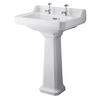 Standwaschbecken mit Spritzschutz 2-Loch 500mm x 350mm - Richmond,  von Hudson Reed