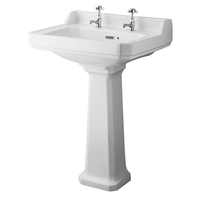 Standwaschbecken mit Spritzschutz 2-Loch 500mm x 350mm - Richmond,  von Hudson Reed