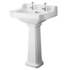 Standwaschbecken mit Spritzschutz 2-Loch 560mm x 450mm - Richmond,  von Hudson Reed