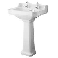 Standwaschbecken mit Spritzschutz 2-Loch 560mm x 450mm - Richmond,  von Hudson Reed