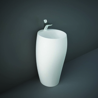 Standwaschbecken oval 490mm x 470mm 1 Hahnloch Matt-Weiß – RAK Cloud x Hudson Reed