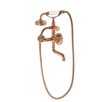 Steampunk Badewannenarmatur - Wandmontage - inkl. Handbrause - satiniertes Kupfer - Industrie-design - Hudson Reed