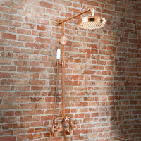 Steampunk Duschsäule mit rundem Duschkopf & Handbrause - satiniertes Kupfer - Zandra von Hudson Reed