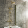 Thermostatische Duschsäule - mit Wanneneinlauf - inkl. rundem Duschkopf und Handbrause – satiniertes Gold - Arlo von Hudson Reed