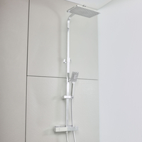 Thermostatische Duschsäule inkl. eckigem Duschkopf und Handbrause – Chrom - Arvel