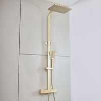 Thermostatische Duschsäule inkl. eckigem Duschkopf und Handbrause – Farbe wählbar - Arvel