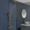 Thermostatische Duschsäule inkl. Handbrause und Duschkopf in gebürstetem Gold – Clarus Hudson Reed