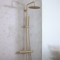 Thermostatische Duschsäule inkl. rundem Duschkopf und Handbrause – Beige (Sand) - Elements