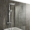 Thermostatische Duschsäule mit Wanneneinlauf inkl. eckigem Duschkopf und Handbrause – Chrom - Tolima