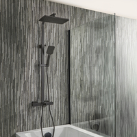 Thermostatische Duschsäule mit Wanneneinlauf inkl. eckigem Duschkopf und Handbrause – Schwarz - Tolima