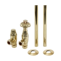 Thermostatische Winkelventile inkl. Rohrstücke für 15mm Kupferrohre,  Poliertes Messing - Paar – Regent Hudson Reed