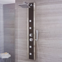 Thermostatisches Aufputz-Duschpaneel mit großem Duschkopf,  Handbrause und Körperdüsen Schwarz - Howe