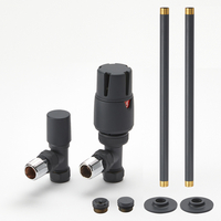 Thermostatisches Heizkörper-Winkelventilset,  Rohrstücke für 15mm Kupferrohre,  in Anthrazit - Hudson Reed