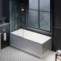 Traditionelle Duschbadewanne inkl. Badewannenaufsatz in antikem Messing – 1700mm x 750mm mit Seitenverkleidung – Richmond