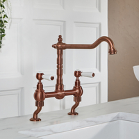 Traditionelle Küchen-Brückenarmatur – inkl. schwenkbarem Hahn (gerade) – satiniertes Kupfer – Elizabeth