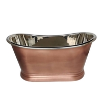 Traditionelle Kupfer Badewanne 1700mm (freistehend) - antikes Kupfer/Nickel - Hudson Reed Sienna