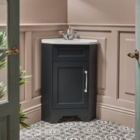 Traditioneller Eckwaschtischunterschrank mit Waschbecken - 580mm - Grauschwarz - inkl. klassischem Möbelgriff - Thornton von Hudson Reed