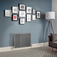 Traditioneller Gliederheizkörper (3-Säulen),  horizontal 500mm x 785mm Metallisches Silber – Regent von Hudson Reed