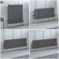 Traditioneller Gliederheizkörper Horizontal 3-lagig Rohmetall,  Größe und Füße Wählbar - Regent